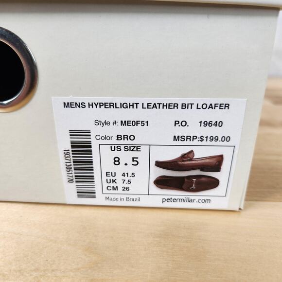 Peter Millar Crown Leather Bit Loafer Shoes Mens 8.5 Brown Hyperlight Slip On main image 14